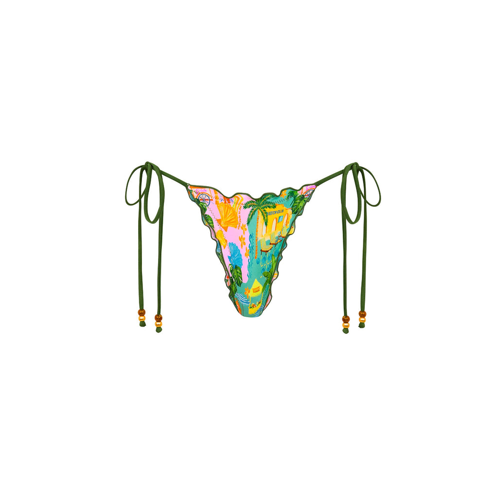 BOT257: Lettuce Edge Thong Tie Bikini Bottom - Sunlit Spritz