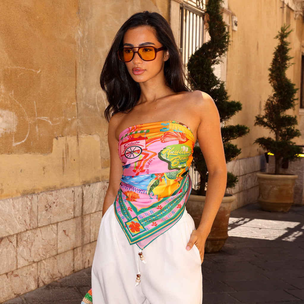 17493: Summer Bandana Scarf Top - Sunlit Spritz