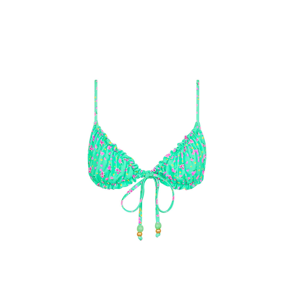 TOP168: Ruched Bow Bralette Bikini Top - Mint Macaron