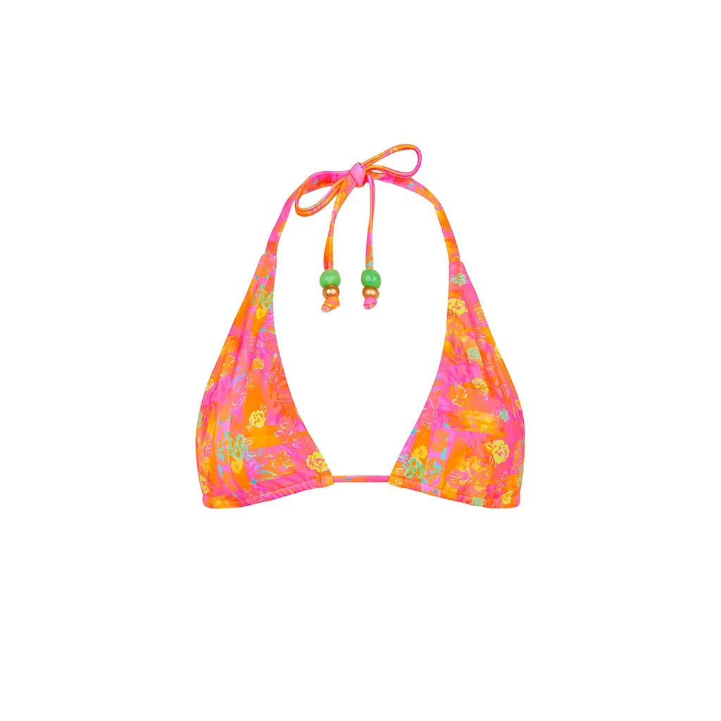 TOP170: Classic Tie Halter Bikini Top - Sunrise Kiss