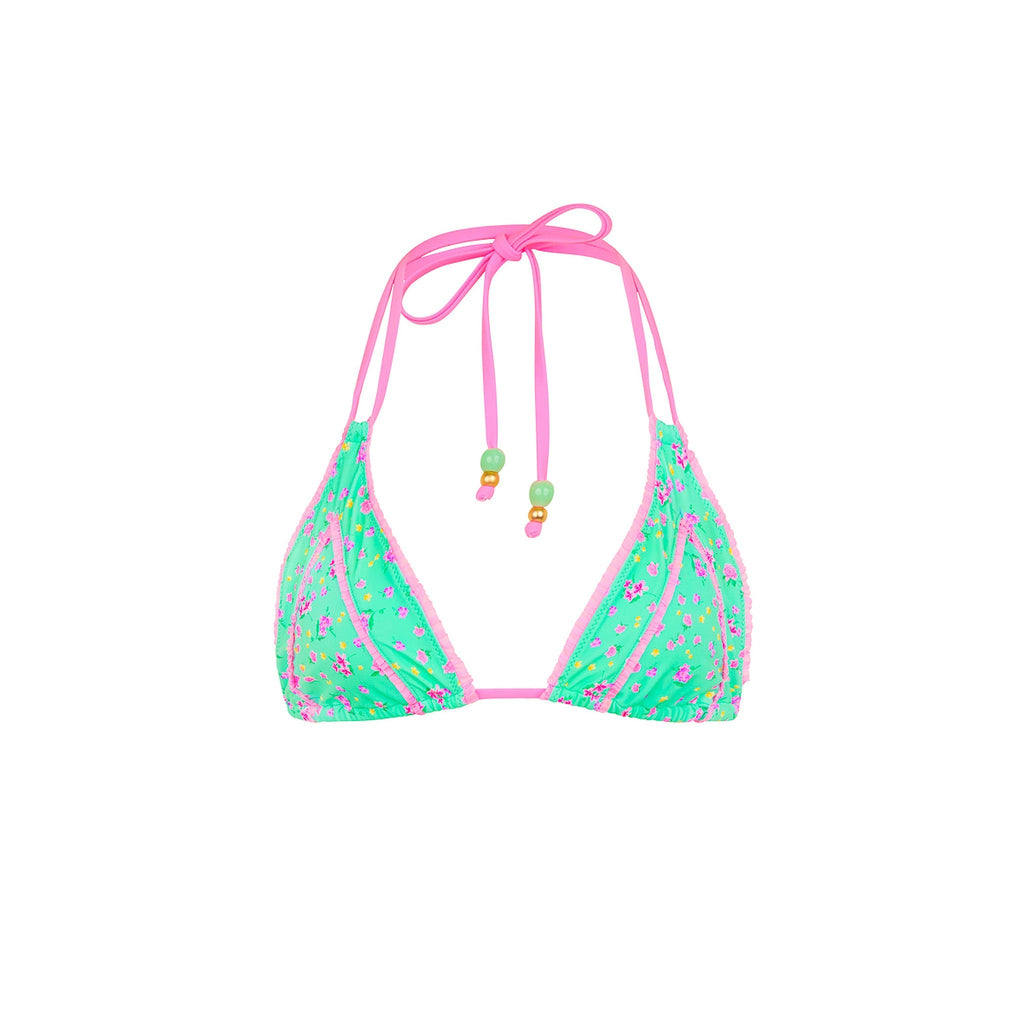 TOP183: Decorative Panel Halter Bikini Top - Mint Macaron