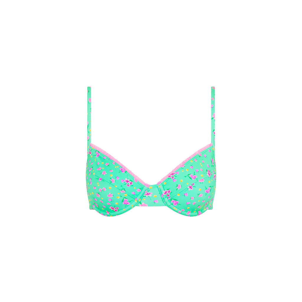 TOP213: Decorative Ditzy Underwire Bikini Top - Mint Macaron