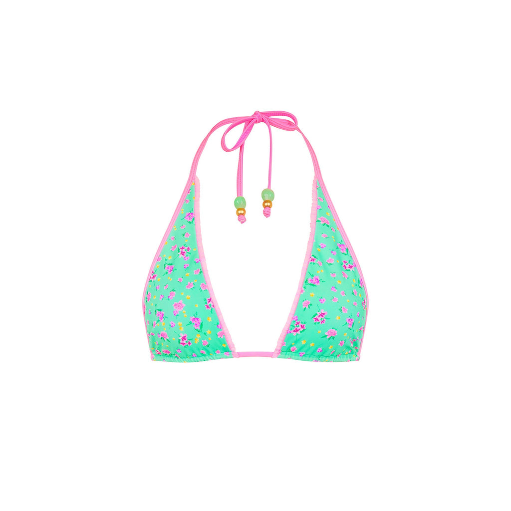 TOP214: Decorative Bind Halter Bikini Top - Mint Macaron